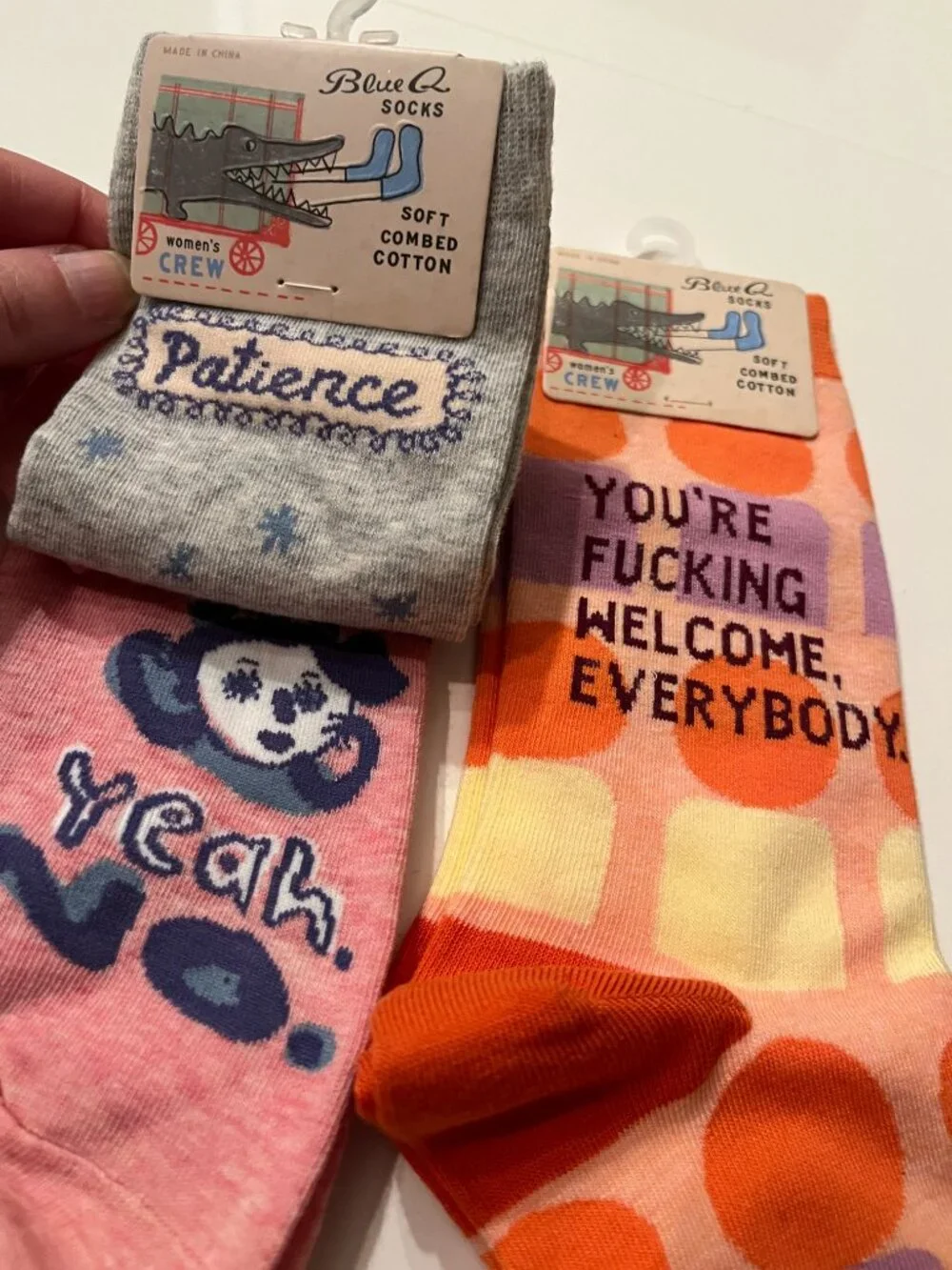 Sarcastic Women Crew Socks‎ Set Patience Yeah No Youre F'in Welcome (2 pairs)